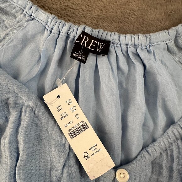 NWT J. Crew V-Neck Midi Maxi Dress Soft Cotton Gauze Large Tall Long LT Blue - Picture 6 of 11